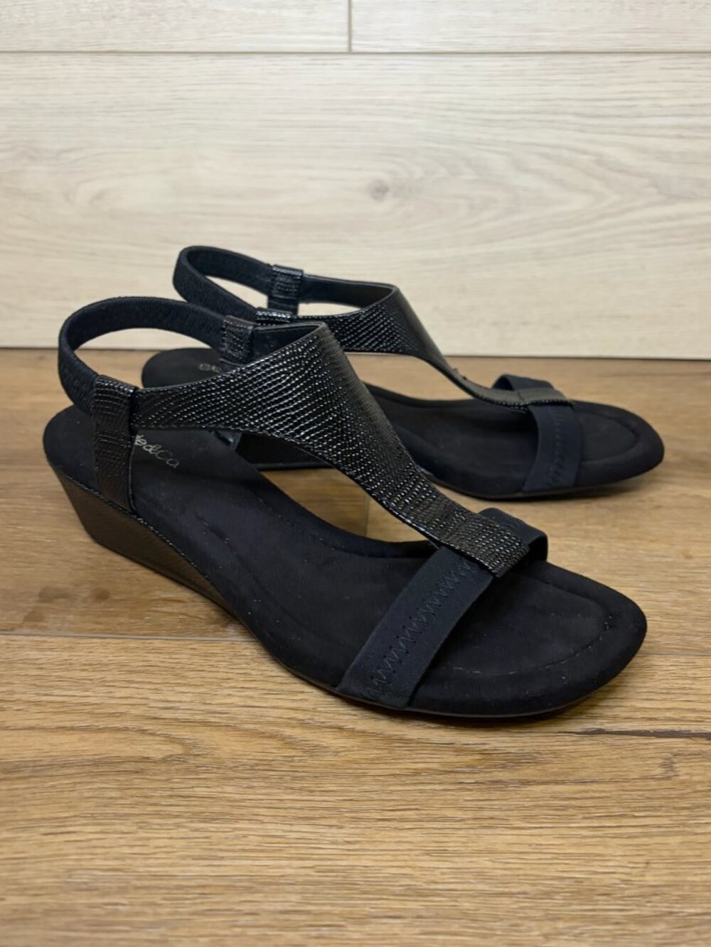 Style & Co. Vacanzaa Wedge Sandals Black Size 7.5M